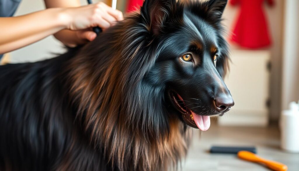 Grooming Long-Haired Black German Shepherd