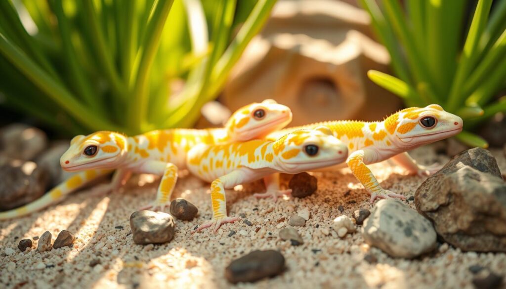 Healthy hatchlings of White Leopard Geckos