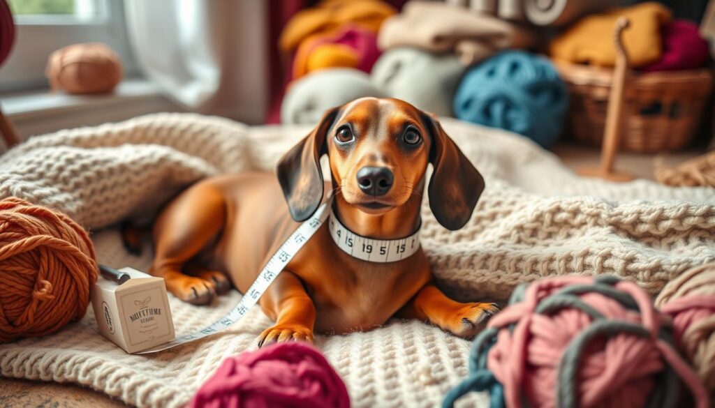 Measuring Dachshund for Custom Fit Sweater