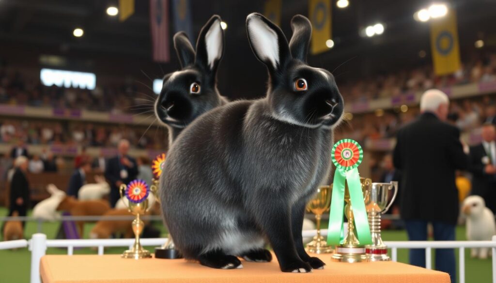 Silver Fox Rabbit in competitive show