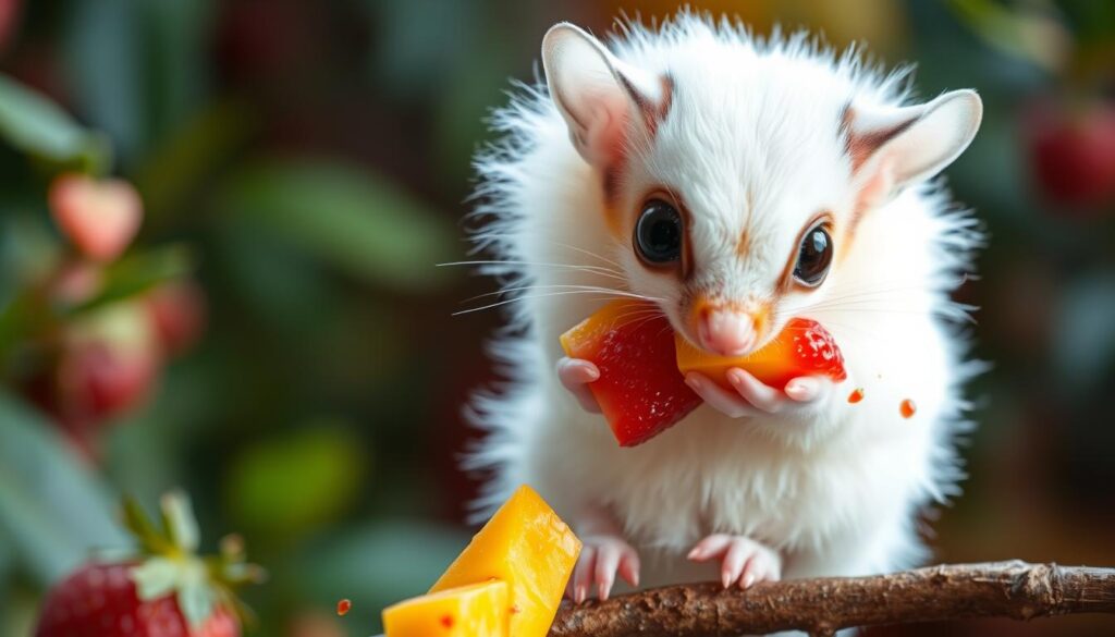 White Sugar Glider Eating