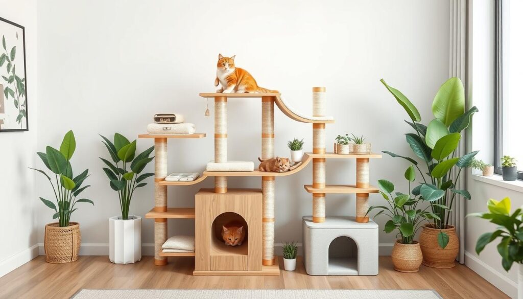 multi-functional cat tree with litter box