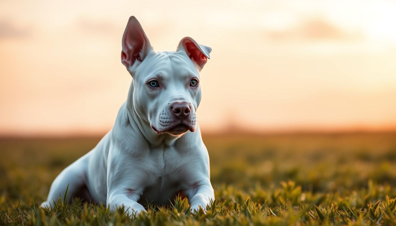 albino pitbull dog