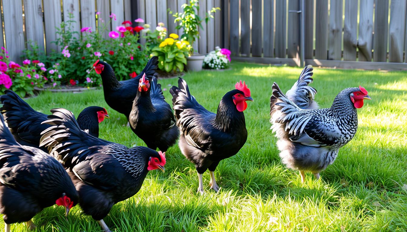 black and white chickens