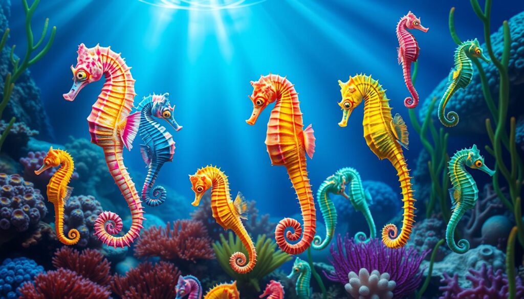 colorful seahorse species