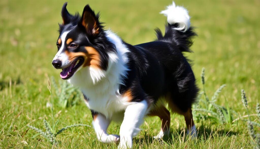 dog with black brown and white