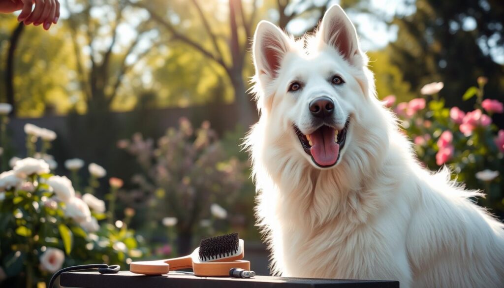 grooming white german shepherd