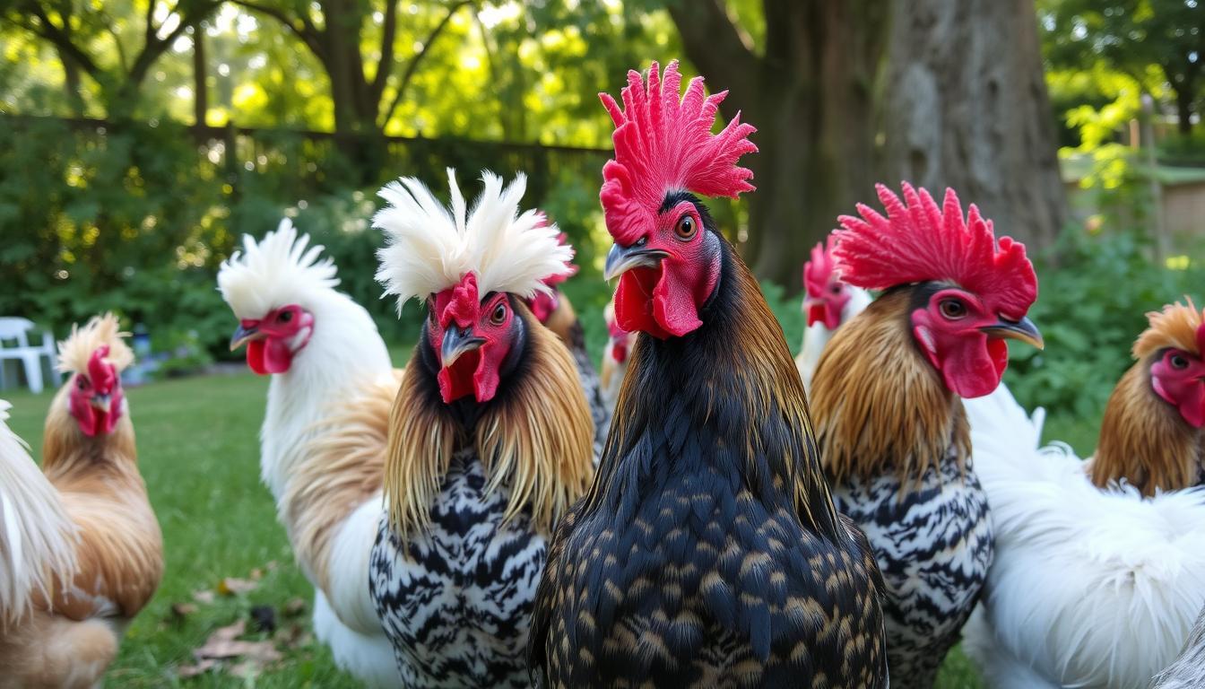 polish crested chickens