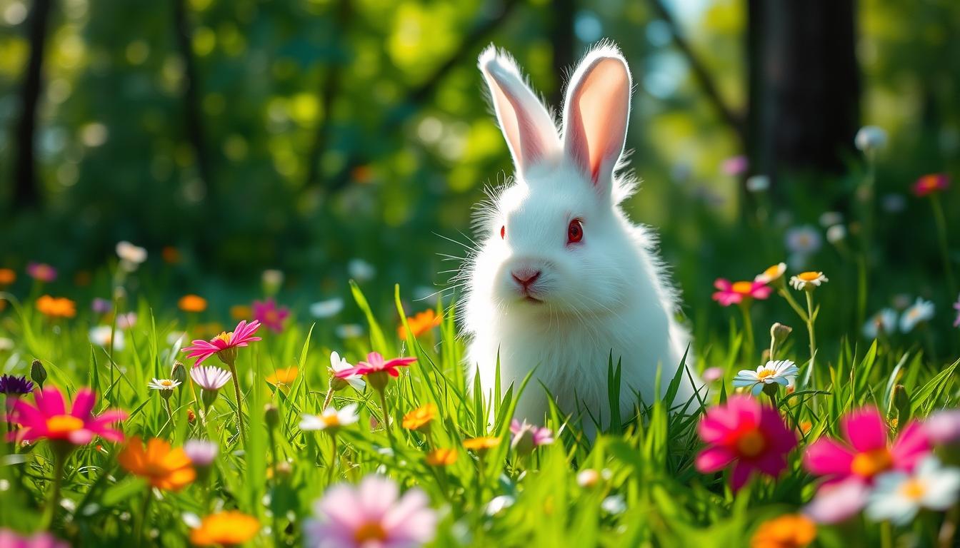 white rabbit with red eyes