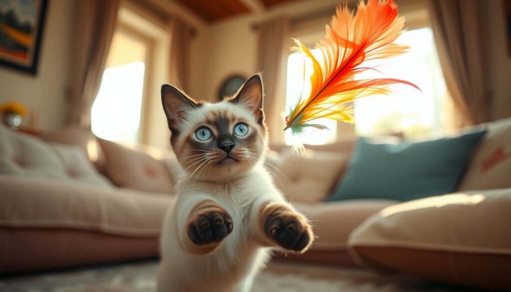 Siamese cat playing