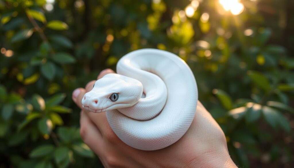 blue eyed leucistic ball python handling