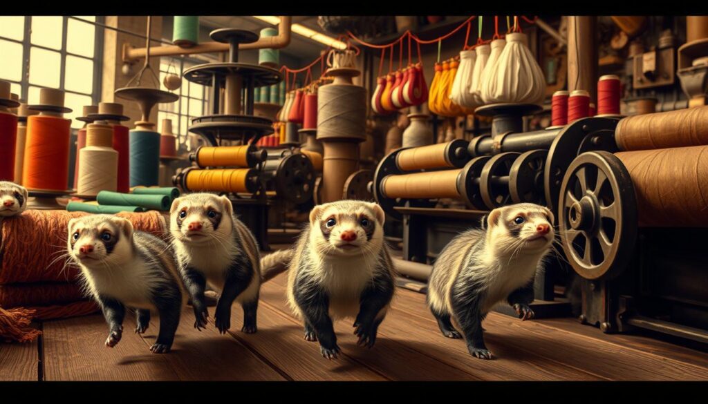 ferrets in textile mills