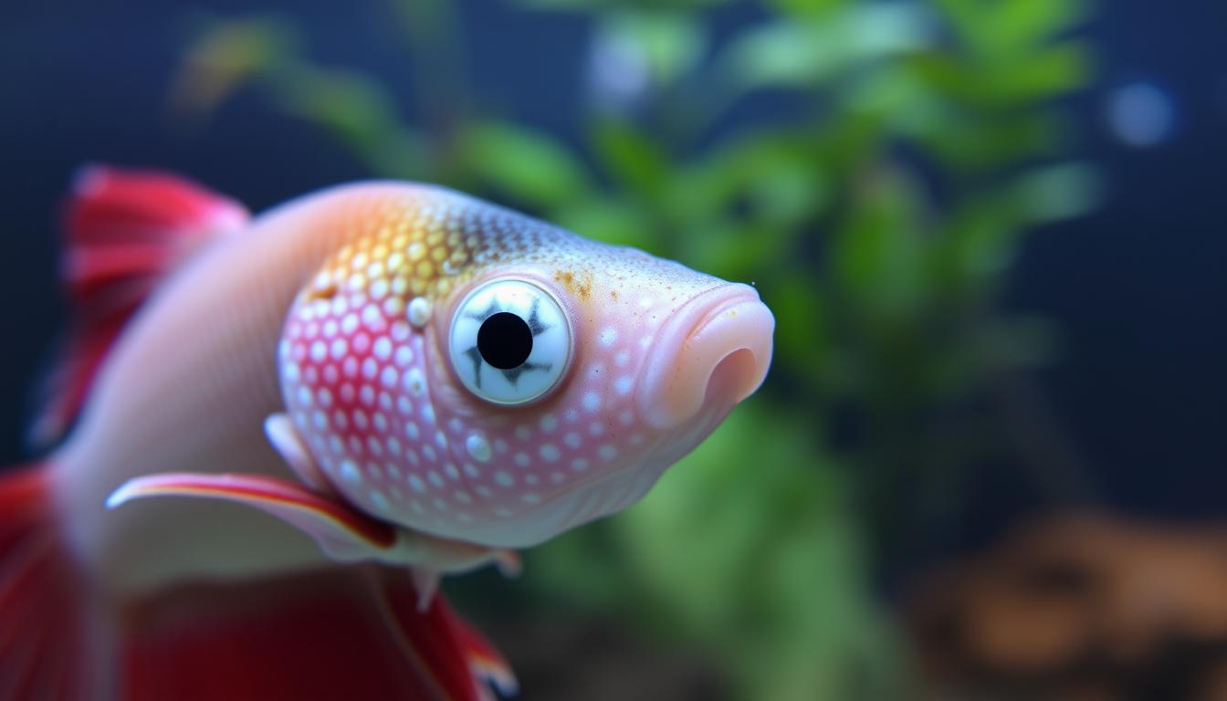 white lump betta fish eye is white